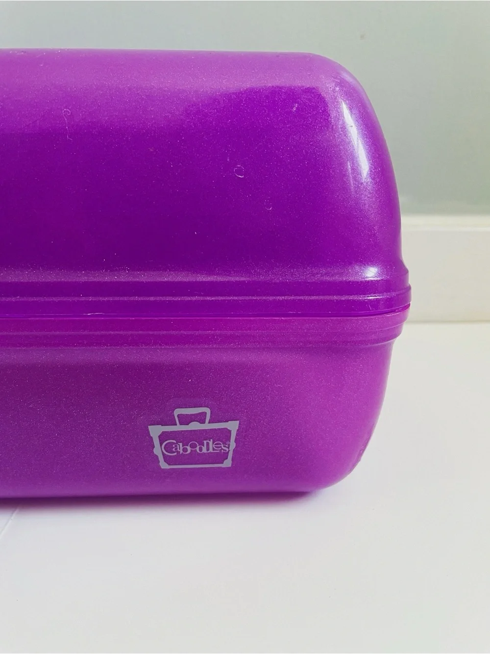 Vintage 90s Retro Caboodles Makeup Case Purple Shimmer Organizer Box Mirror USA